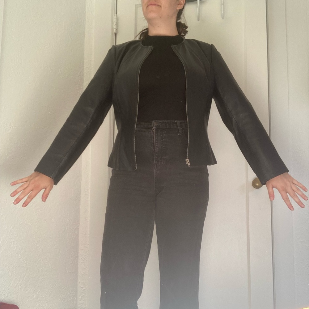 Black Leather Jacket - size 12. Newport News.